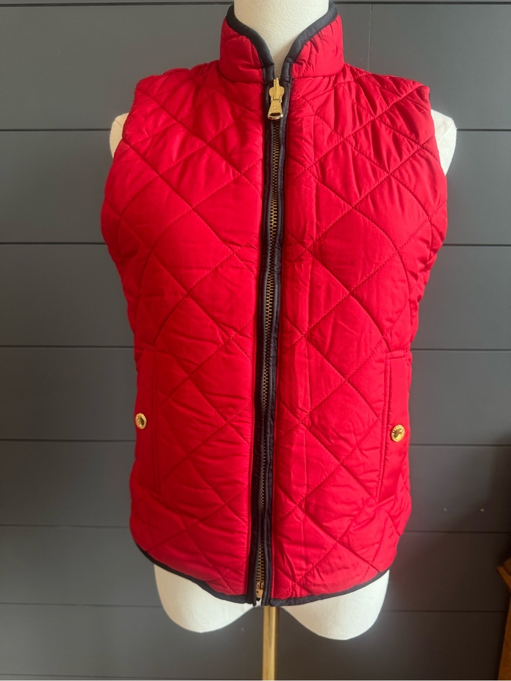 Ralph Lauren Red Gold Black Quilted Reversible Vest | Preppy Equestrian